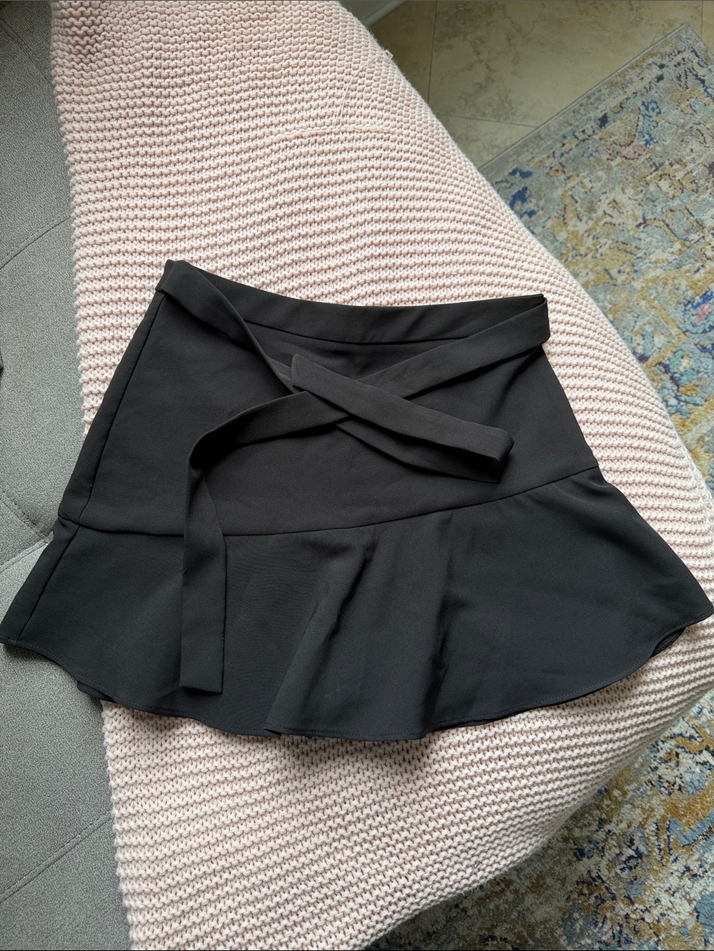 Black Wrap Peplum Mini Skirt